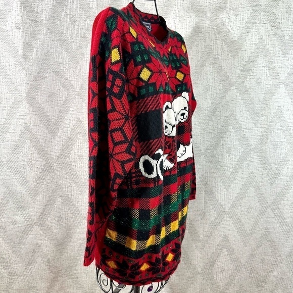 Vintage JJ Browne USA teddy bear christmas sweater size L - Picture 3 of 8